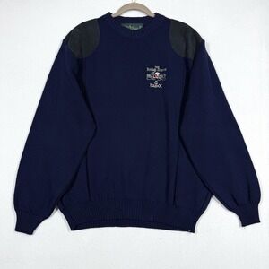 Woolyback Sweater Mens XL Knit Wool Suede Elbow Patch Fisherman Hunting England
